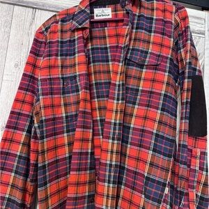 Barbour Men's Red and Blue Plaid Button Down Shirt
